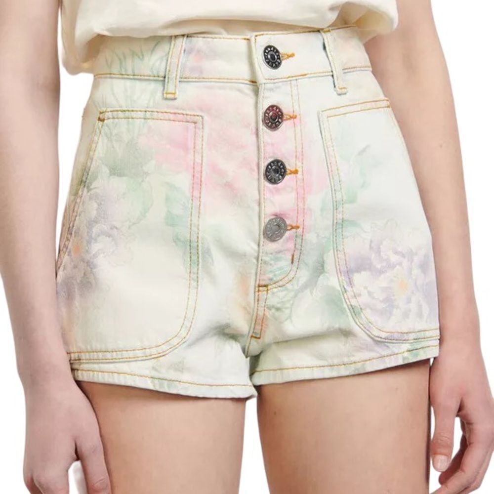 SANDRO Flow Floral Denim Shorts - Picture 2 of 14